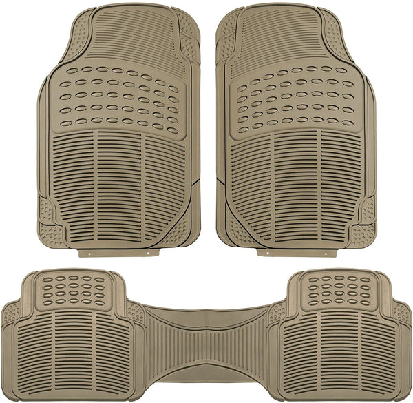 FH Group F11306GRAY Gray-Solid Trimmable Heavy Duty All Weather Floor Mats 3pc Full Set