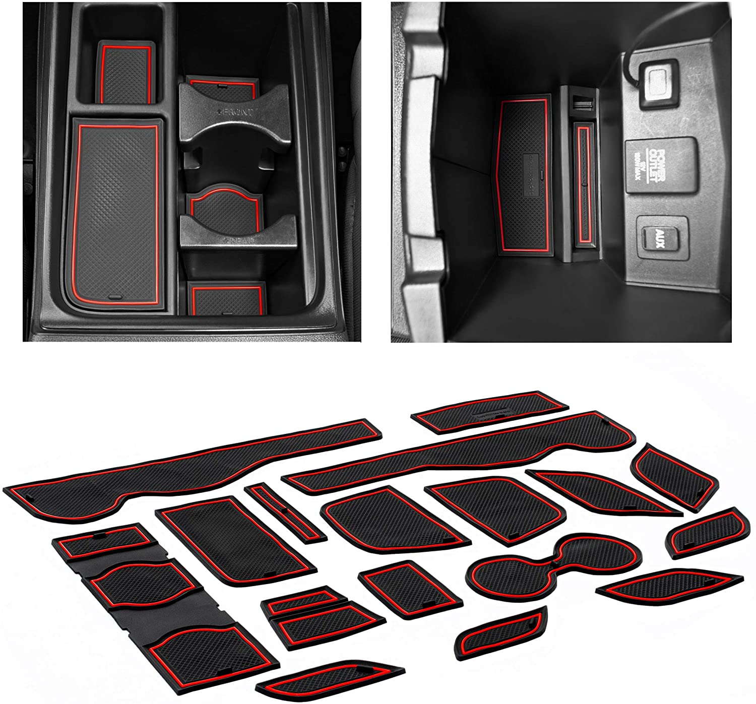 CupHolderHero for Honda CR-V CRV 2015-2016 Custom Liner Accessories – Premium Cup Holder, Center Console, and Door Pocket Inserts 17-pc Set (Red Trim)