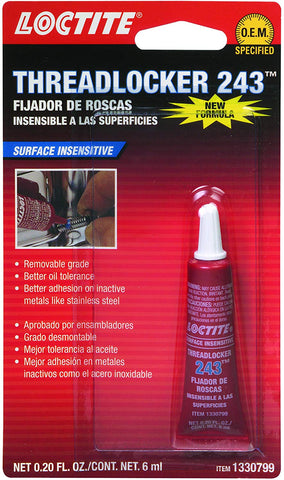 Loctite 1330799 243 Blue Oil Resistant Threadlocker Tube, 6-milliliter