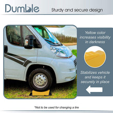 Dumble RV Leveling Blocks - 1 Camper Level Ramp - 1 RV Wheel Chock for Stability - Black Mat for Traction - 4-inch Lift