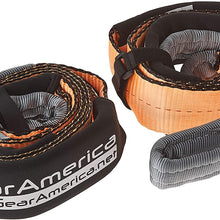 GearAmerica Recovery Tow Strap 4" x 30' | Ultra Heavy Duty 45000 lbs (22.5 US Tons) Strength | Triple Reinforced Loops + Protective Sleeves | Emergency Truck Towing | Free Storage Bag + Strap