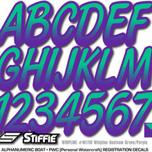 Stiffie Whipline Seafoam Green/Purple 3" Alpha-Numeric Registration Identification Numbers Stickers Decals for Boats & Personal Watercraft