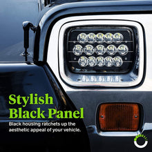 7x6 5x7 LED Headlights H6054 H5054 [Black Finish] [45W] [H4 Plug & Play] [Low/High Beam: 6/15 LEDs] - H6054LL 69822 6052 6053 Head Light for Jeep Wrangler YJ Cherokee XJ