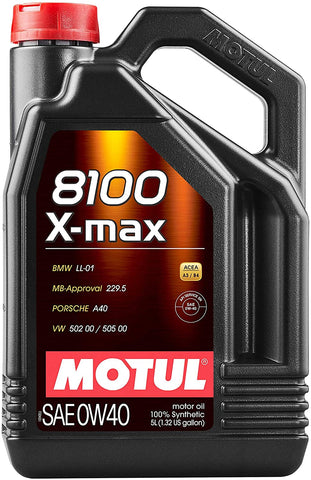 Motul 104533 8100 X-Max 0W40 Synthetic Engine Oil - 5 Liter