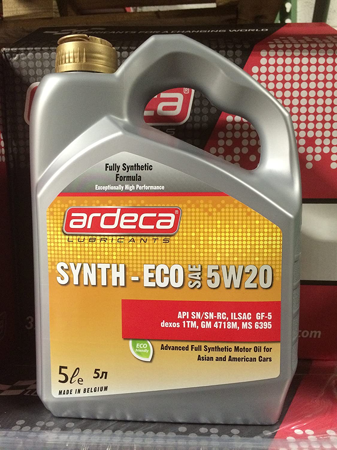 Ardeca Syn-Tec ECO 5w-20 Advanced Fully Synthetic Motor Oil 5Liter for Asian & American Cars Made in BELGIUM