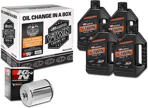 Maxima Racing Oils Chrome 90-069014C Quick Evo-Sportster Mineral 20W-50 Filter Engine Oil Change Kit, 128. Fluid_Ounces