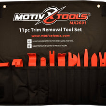 Motivx Tools 11pc Car Trim and Door Panel Removal Kit - Safely Pry Plastic Dash Pieces, Window Trim, Upholstery, Interior and Exterior Auto Parts Without Breaking Clips, Fasteners, or Scratching Paint