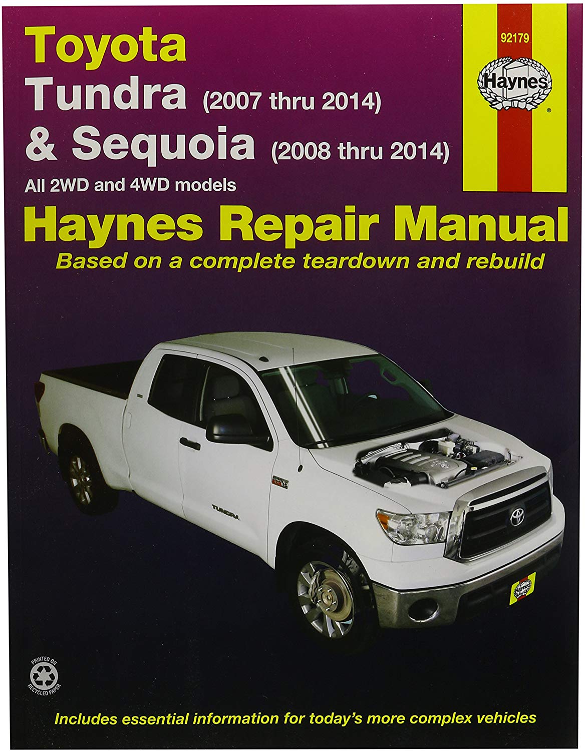 Haynes Repair Manuals Toyota Tundra 2007-2014 and Sequoia 2008-2014 (92179)