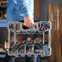VonHaus Set of 2X Interlockable Heavy Duty Tool Storage Box 18" Small Parts Organizer with Removable and Adjustable Compartments for Hardware, Arts, Crafts, Tools and Parts