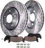 Detroit Axle - Pair (2) Front Drilled and Slotted Brake Kit Rotors w/Ceramic Pads w/Hardware for 2005 2006 2007 2008 2009 2010 Scion TC - [2001-2005 Toyota Celica GTS] - 2002-2005 Toyota Celica GT
