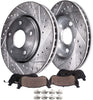 Detroit Axle S-31434-BK1 Drilled & Slotted Front Rotors & Brake Pads, Clips (4PC Set) for 2013-2016 Lexus ES300h, 2007-16 ES350, 2008-2016 Toyota Camry, 2008-2016 Toyota Avalon