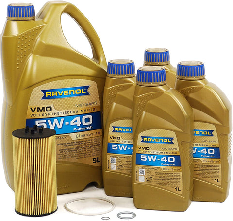 Blau J1A5070-C Motor Oil Change Kit - Compatible with 2004-08 Audi S4 w/ 8 Cylinder 4.2L Engine - 5w40 (2004-09 Cabriolet)