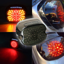 Upgraded Harley LED Tail Lights with Turn Signal Brake Driving Lights, Lay Down Led License Plate Tail Lamp for Harley Davidson Sportster FLST Electra Glides Road Glides 2002-2010 Dynas, Black 1PCS