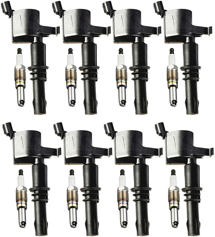 ENA Set of 8 Platinum Spark Plugs and 8 Ignition Coils compatible with 2008-2012 Superduty F150 F250 F350 F450 Expedition Explorer Lincoln Navigator Mercury Mountaineer F550 5.4L 6.8L FD508 SP509