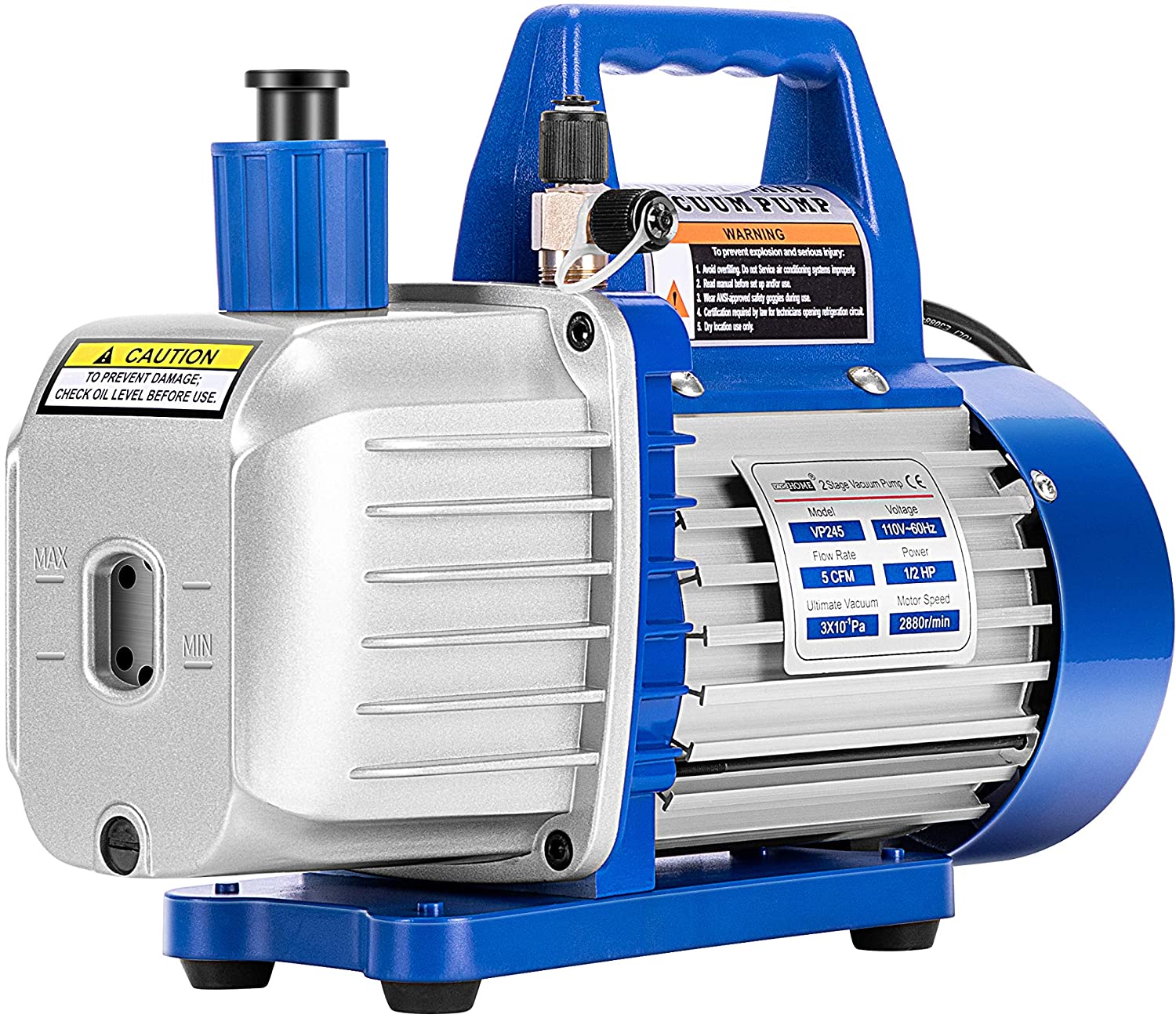 VIVOHOME 110V 1/4 HP 3.5 CFM Single Stage Rotary Vane Air Vacuum Pump with Oil Bottle ETL Listed