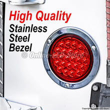 2pc 4" Inch Round LED Trailer Tail Lights [DOT Certified] [Stainless Steel Chrome Bezel] [Connector Plug Included] Stop Brake Lights for Trucks RV Jeep