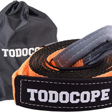 TODOCOPE 3"x20ft 33,000lb Break Strength Heavy Duty Recovery, Reinforced Loops Protective Sleeves,Storage Bag Tree Saver, Winch Extension Strap,Emergency Off Road Towing Rope,Orange