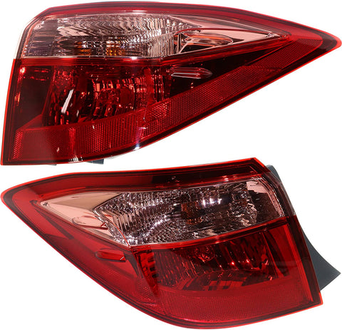 Aftermarket Tail Light Set of 2 Compatible With 2017-2018 Toyota Corolla Clear & Red Lens Halogen With bulbs CAPA Driver and Passenger Side Outer