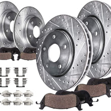 Detroit Axle - Complete FRONT & REAR DRILLED & SLOTTED Brake Kit Rotors & Ceramic Brake Kit Pads w/Hardware fits 2007 2008 2009 2010 2011 2012 Nissan Altima - 2013 COUPE