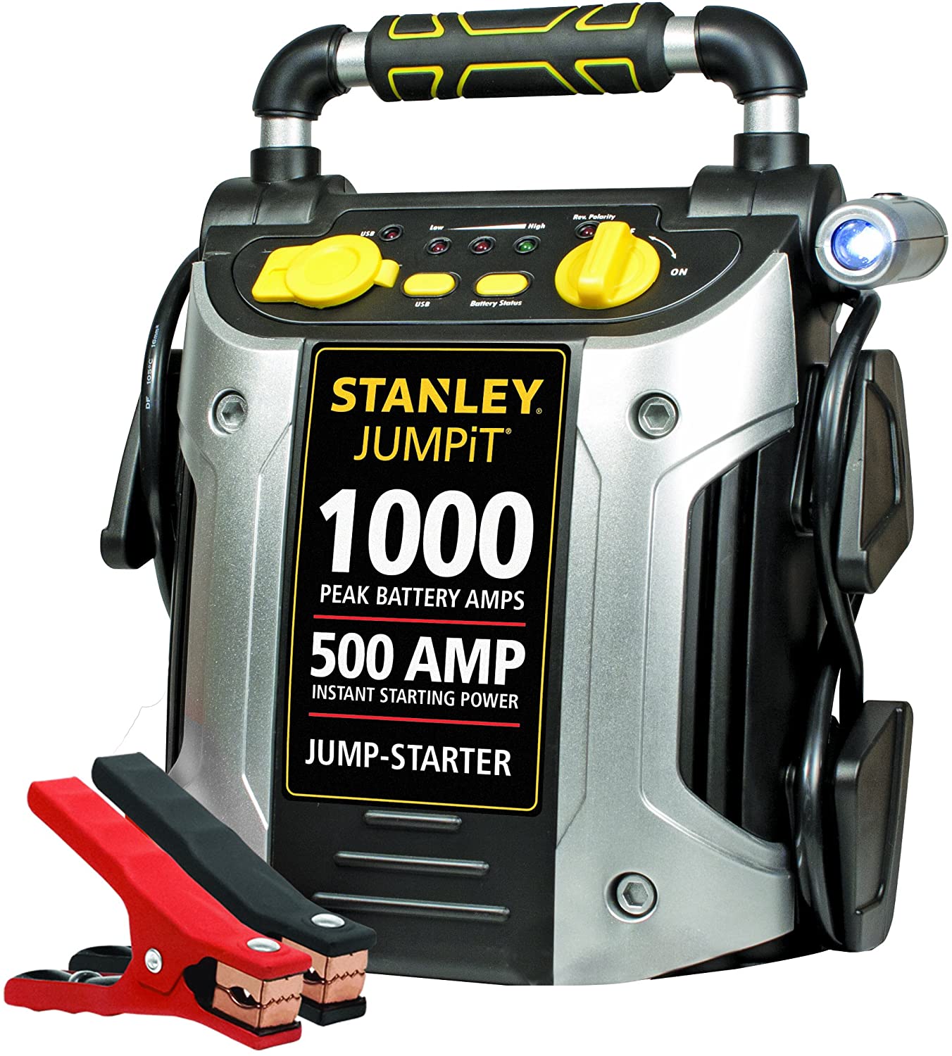 STANLEY J509 JUMPiT Portable Power Station Jump Starter: 1000 Peak/500 Instant Amps, USB Port, Battery Clamps