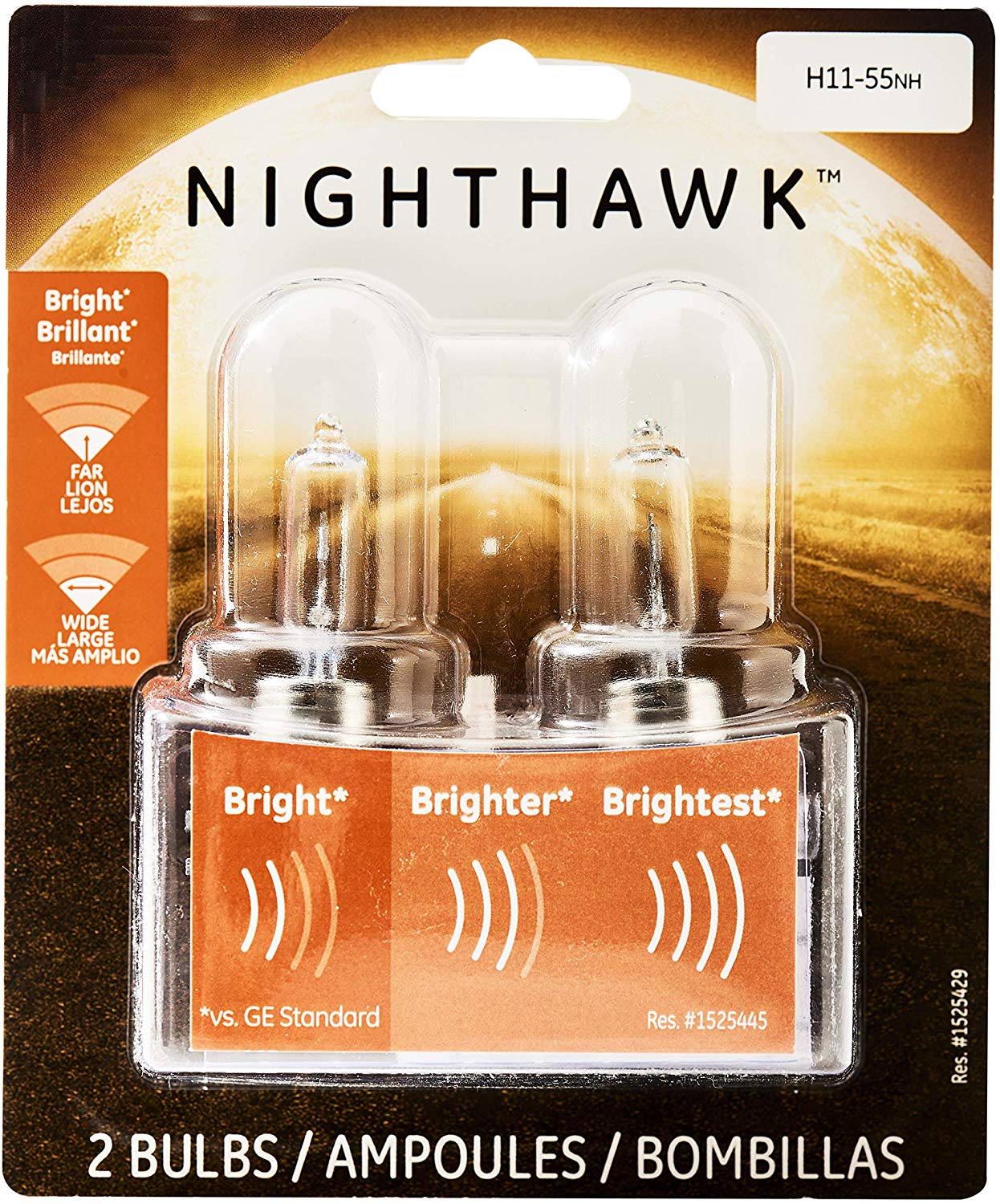 GE Lighting H11-55NH/BP2 Nighthawk Automotive Replacement Bulb, 2-Pack