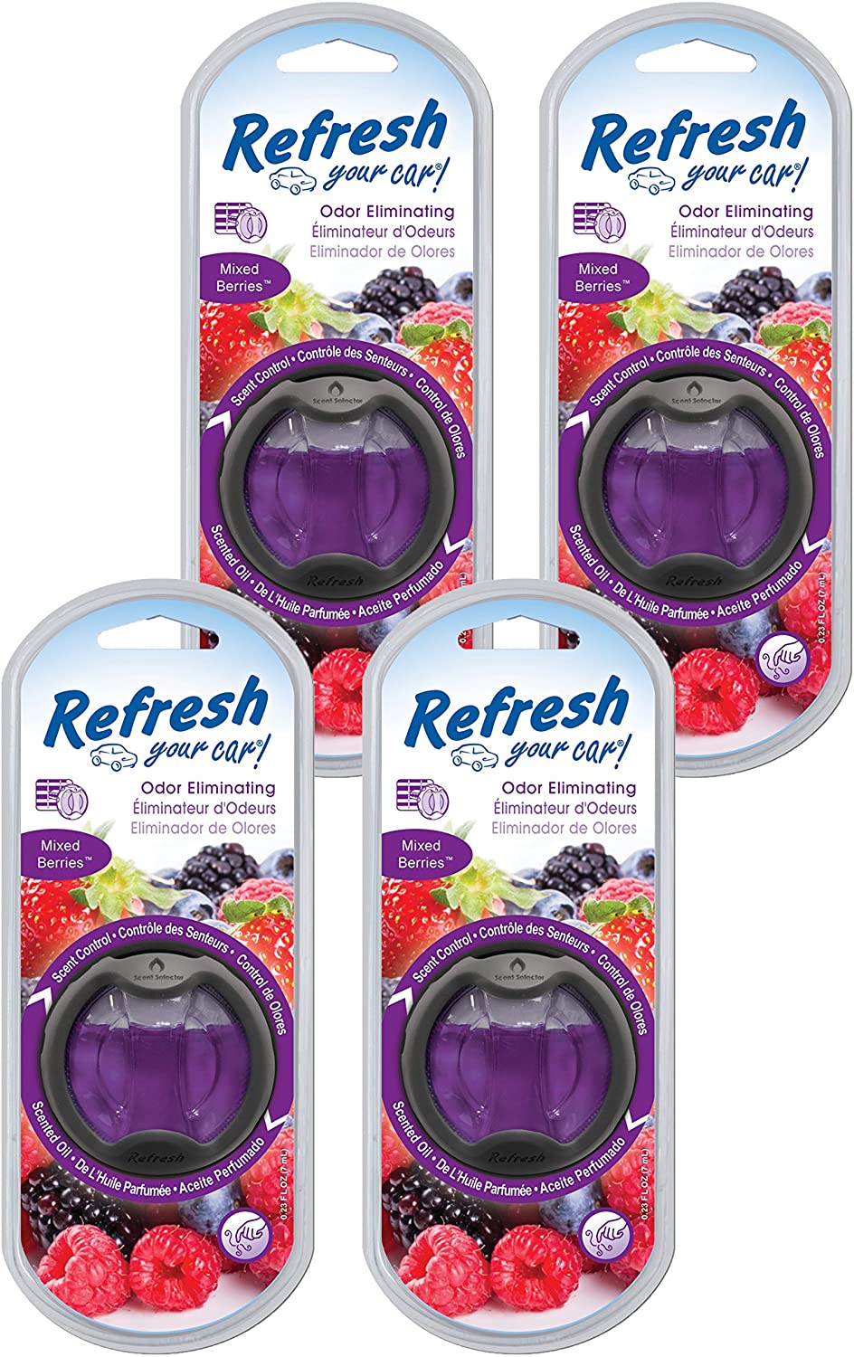 Refresh Your Car! 84015Z Scented Oil Diffuser, Mixed Berries, 4-Pack