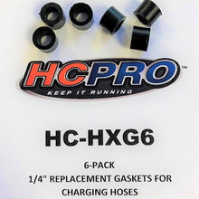 HCPRO HXG6 1/4" Black Rubber Hose Replacement Gaskets for Refrigerant Charging Hoses - Pack of 6 Gaskets