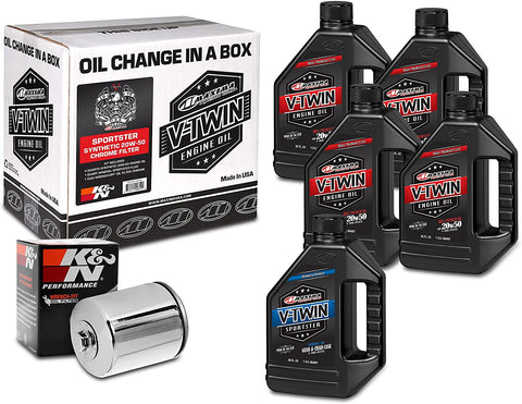 Maxima Racing Oils Chrome 90-119015C Sportster Synthetic 20W-50 Filter Complete Oil Change Kit, 160. Fluid_Ounces