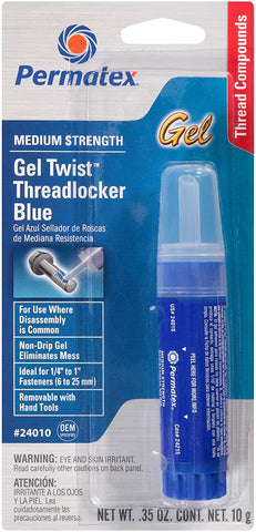 Permatex 24010-6PK Medium Strength Threadlocker Blue Gel, 10 g Gel Twist Applicator (Pack of 6)