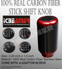 ICBEAMER Drifting Racing Style Red Heavy Aluminum with Real Carbon Fiber Manual Gear Stick Shift Knob 5 6 Speeds Pattern