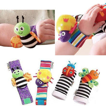 Coolmade Infant & Baby Puzzle Lovely Socks And Wrist Strap Toy Cartoon Animal Shaped Wrist Rattles Foot Socks Toys 4 pcs