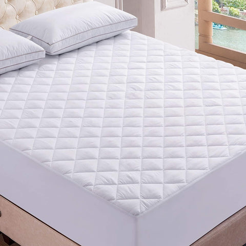 Quilted Mattress Pad (Twin, White) Stretchable Mattress Topper- Mattress Cover-Wrinkle,Fade & Stain Resistance- Soft Quilted Bed Protector For Twin Size Bed by Lux Decor Collection