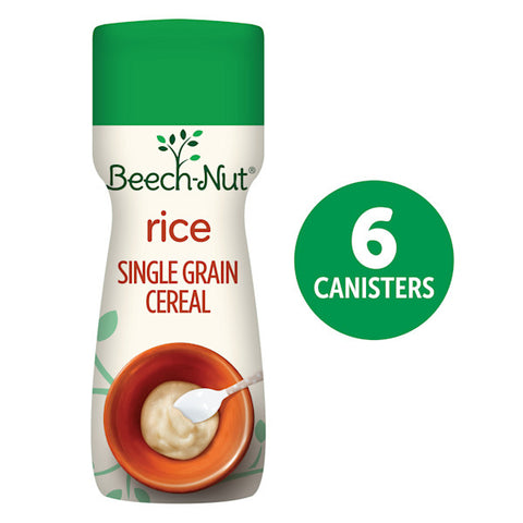 (6 Pack) Beech-Nut Stage 1, Rice Baby Cereal, 8 oz Canister