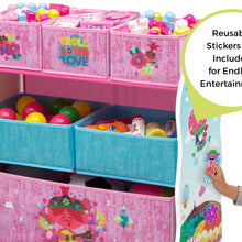 Trolls World Tour 4-Piece Room-in-a-Box Bedroom Set by Delta Children - Includes Sleep & Play Toddler Bed, 6 Bin Design & Store Toy Organizer and Desk with Chair