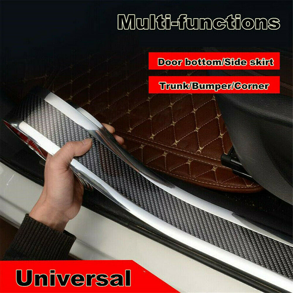 Car Stickers Carbon Fiber Vinyl Door Sill Protector Strip Trim Auto Accessories