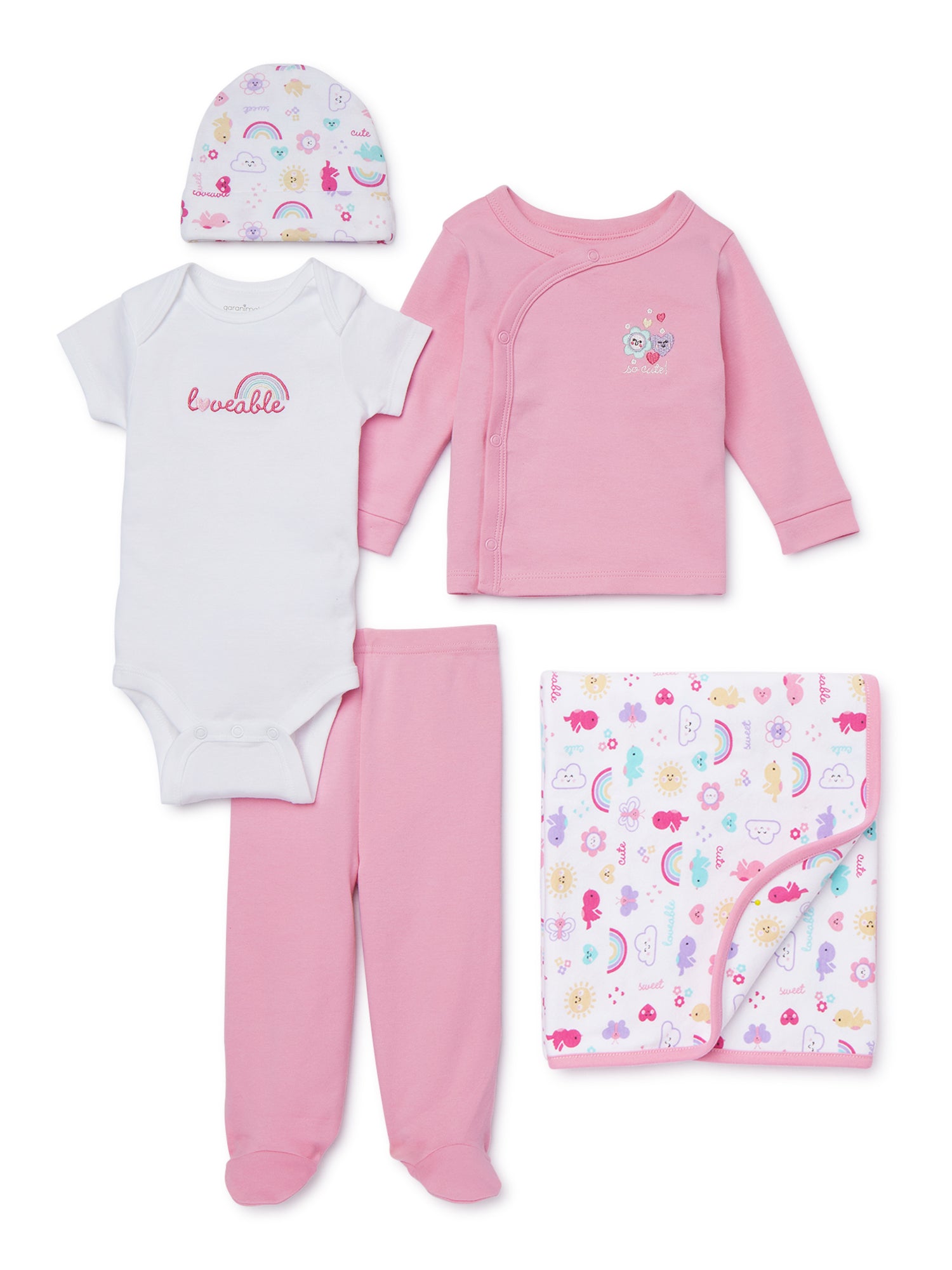 Garanimals Newborn Baby Girl Clothes Baby Shower Gift Set, 5-Piece