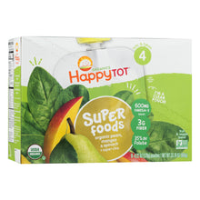 (8 Pack) Happy Tot Super Foods Pouches Organics Pears, Mangos & Spinach + Super Chia Pouch, 4.22 OZ