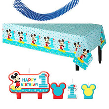Mickey Mouse Fun To Be one Mega First Birthday Party Supplies Pack for 16 Guests with Plates, Cups, Napkin, Tablecover, Balloons, Birthday Banners, High Chair Kit, Bib, Mickey Hat