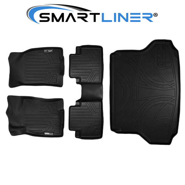 SMARTLINER Floor Mats Cargo Liner Set Black For Nissan Rogue No Hybrid 2014-2019