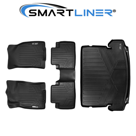 SMARTLINER Custom Floor Mats Cargo Liner Black Set For 14-2020 Rogue W/ 3rd Row