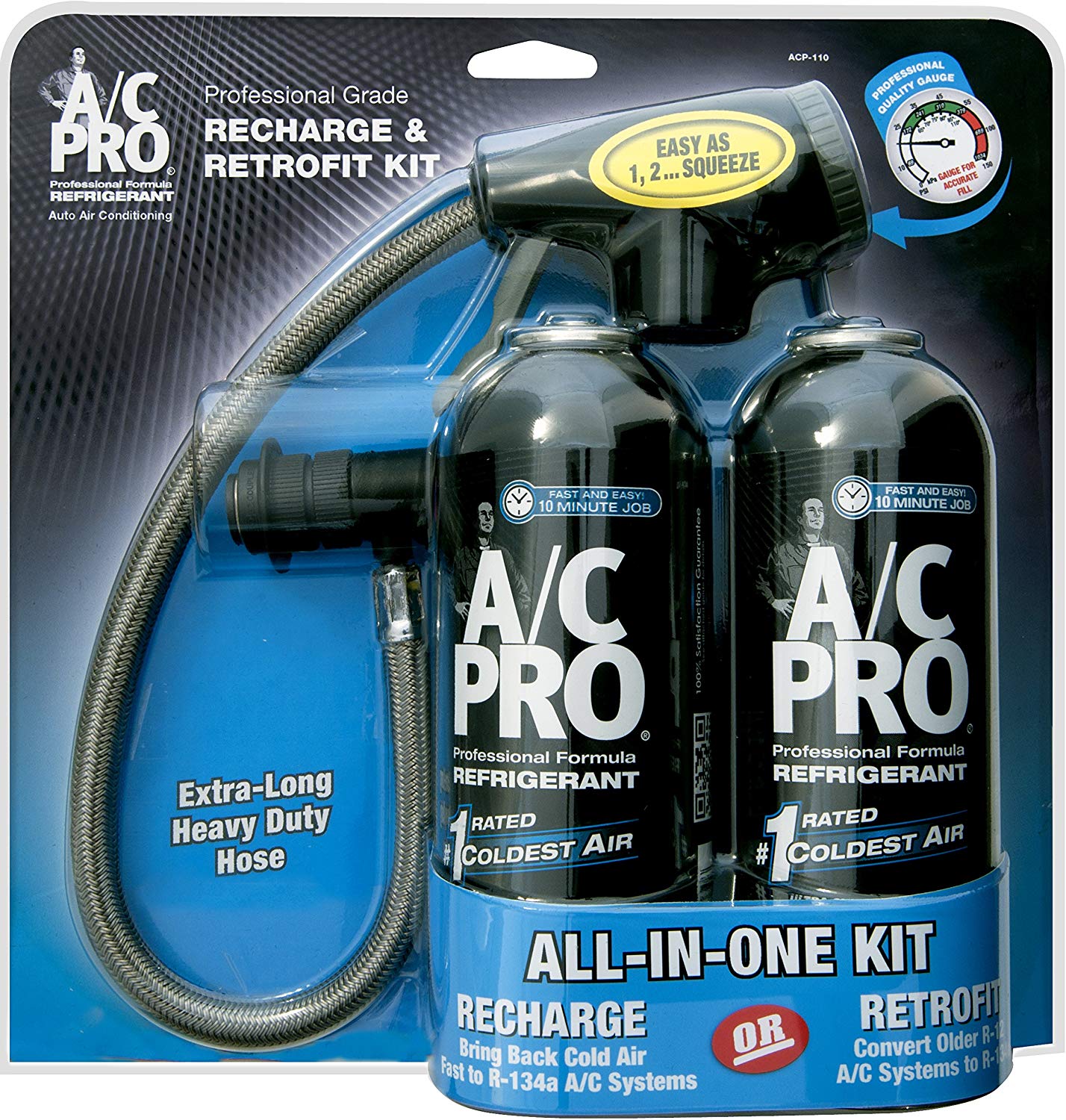InterDynamics A/C Pro Auto Refrigerant Recharge & Retrofit Kit (Two 15 oz. cans)