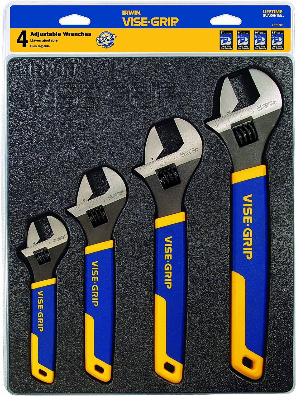 IRWIN VISE-GRIP Adjustable Wrench Set, SAE/MM, 4-Piece (2078706)