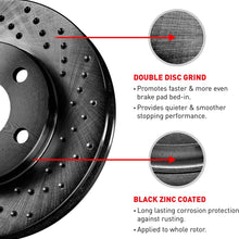 For 2016-2017 Hyundai Tucson Rear Black Drilled Brake Rotors+Ceramic Brake Pads