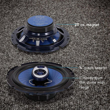 6.5" Three-Way Sound Speaker System - 180 W RMS/360W Power Handling w/ 4 Ohm Impedance and 3/4'' Piezo Tweeter for Car Component Stereo, Round Shaped Pro Full Range Triaxial Loud Audio - Pyle PL63BL