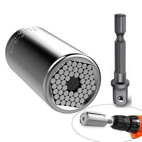 Limit 100 Top 7-19mm Gator Grip Universal Socket Wrench Power Drill Adapter 2 Piece Set Nut Bolt Tool