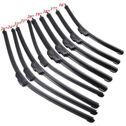 Black Universal U-type Soft Frameless Rubber Window Windshield Windscreen Wiper Blade 16