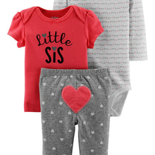 Child of Mine by Carter's Baby Girl Little Sister Outfit Long Sleeve Bodysuit, T-Shirt & Pants, 3-Piece