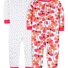 Little Star Organic Baby Toddler Girl Snug Fit Cotton Footed 1pc Pajamas, 2-pack