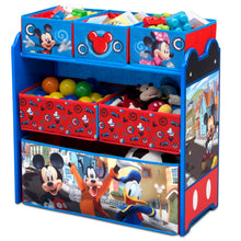 Disney Mickey Mouse 4-Piece Room-in-a-Box Bedroom Set by Delta Children - Includes Sleep & Play Toddler Bed, 6 Bin Design & Store Toy Organizer and Desk with Chair