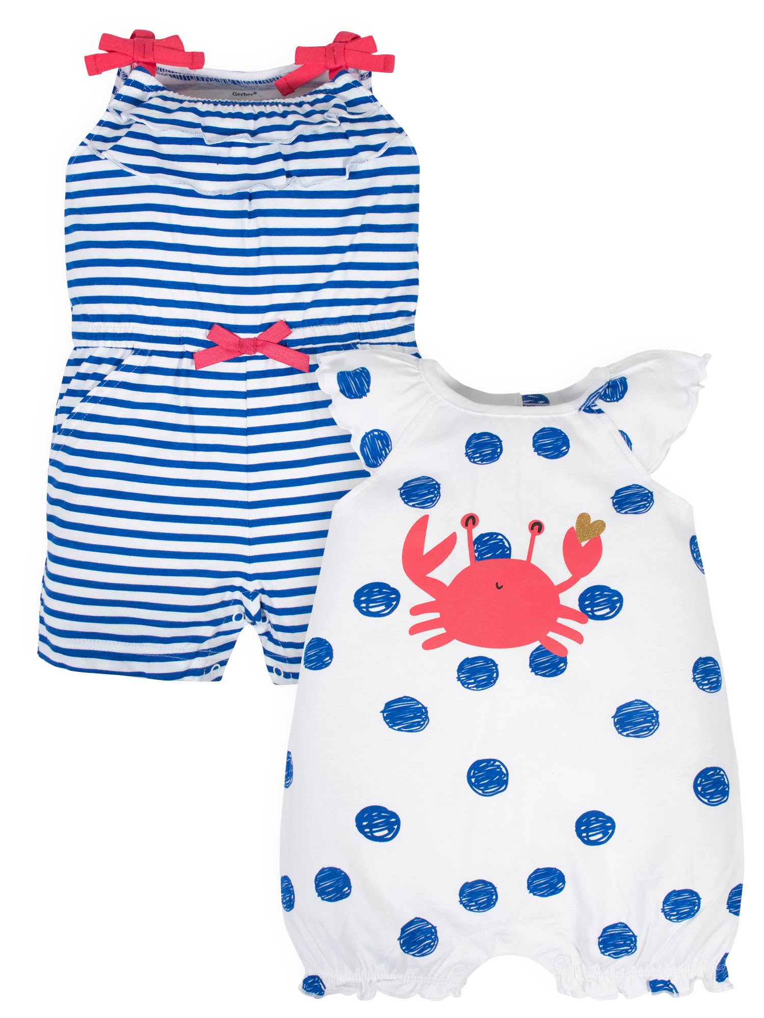 Gerber Baby Girls Rompers, 2-Pack